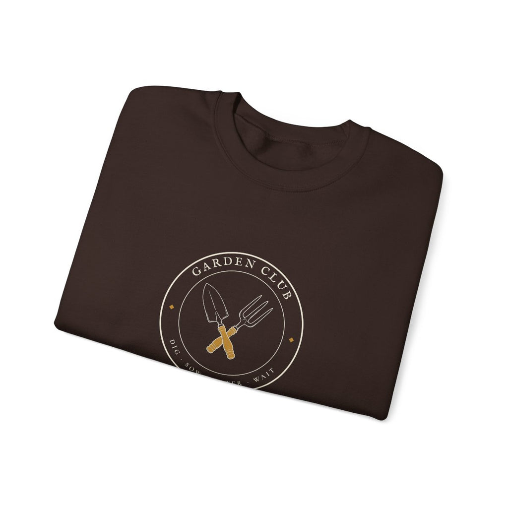 Garden Club Crewneck in Dark Chocolate, folded