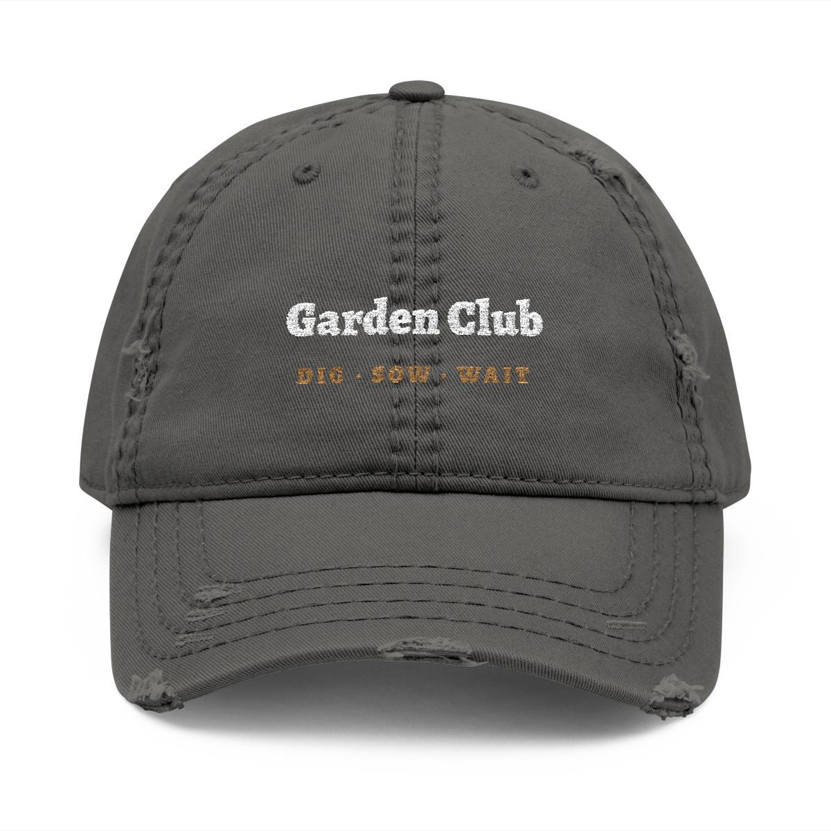 Garden Club Dad Hat in Charcoal Grey, front view