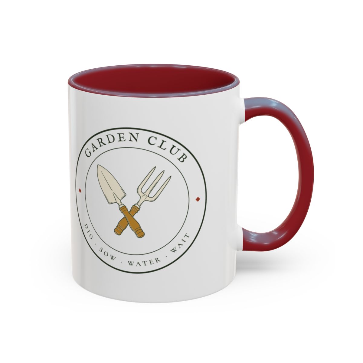 Garden Club Mug in Maroon, right side