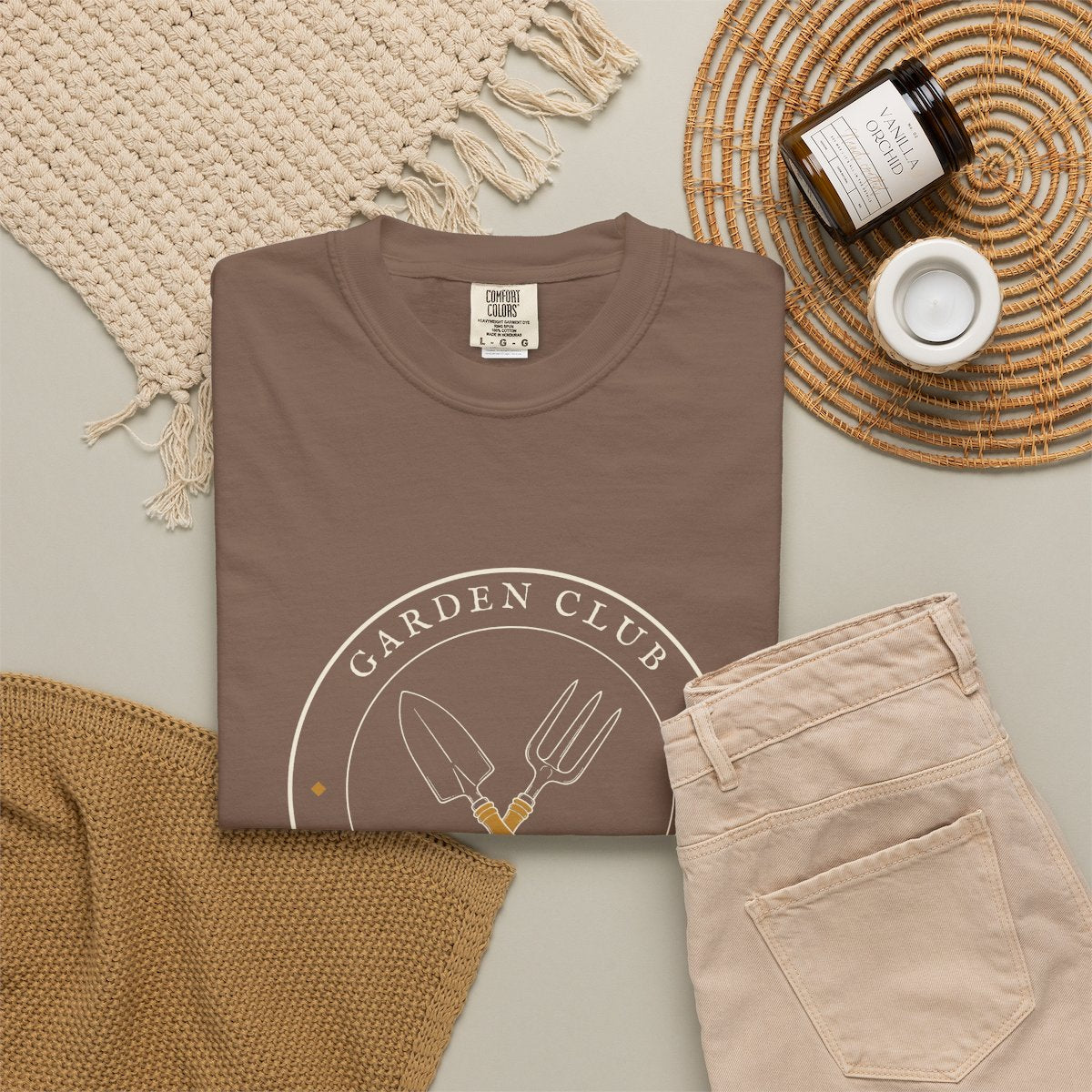 Garden Club Tee in Espresso, fabric and print detail