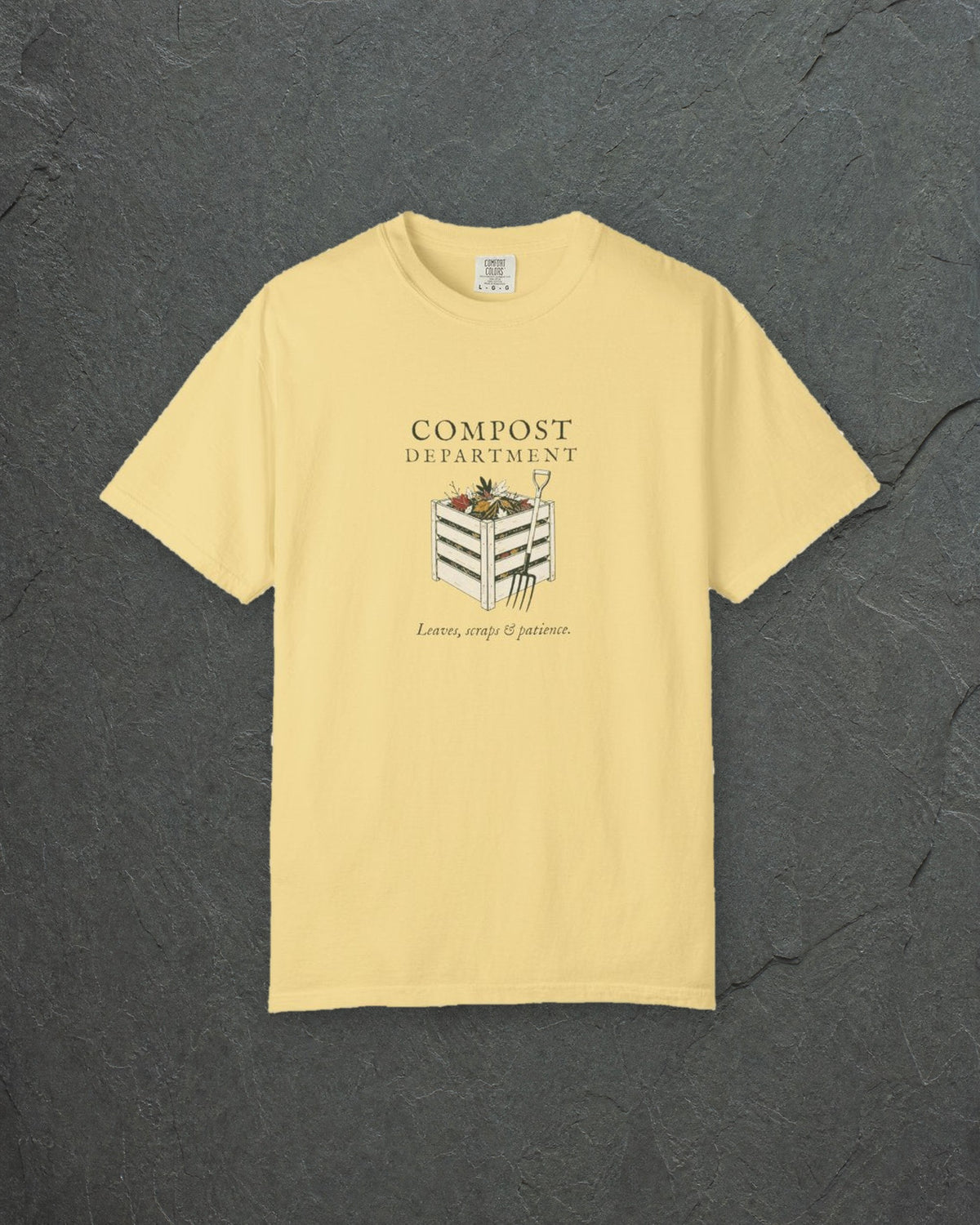 Compost Department Tee in Butter, styled
