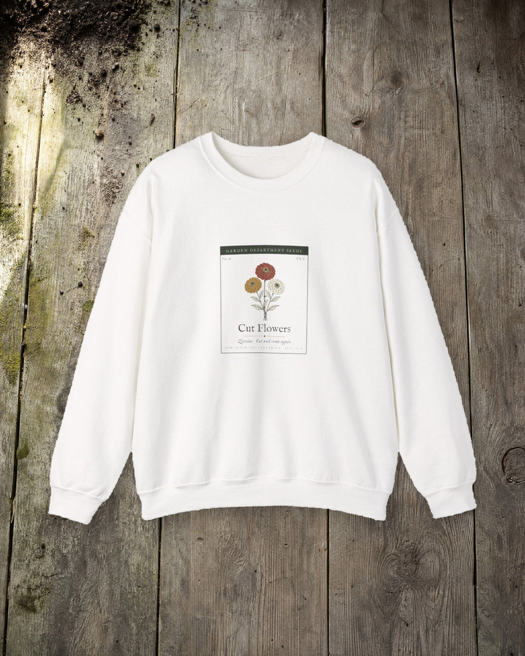 Cut Flower Garden Crewneck in White, styled