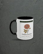 Dahlia Society Mug in Black, styled