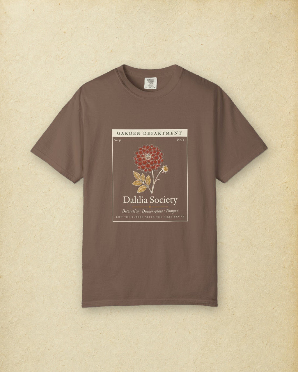 Dahlia Society Tee in Espresso, styled