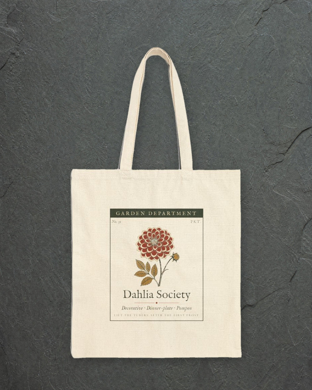 Dahlia Society Tote in Natural, styled