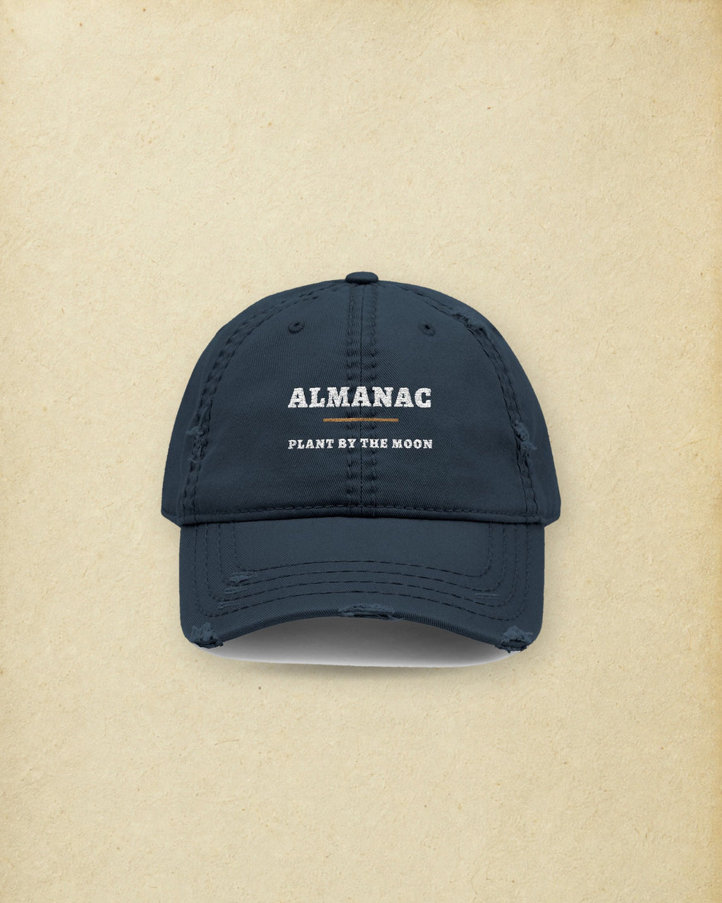 Garden Almanac Dad Hat in Dark Navy, styled