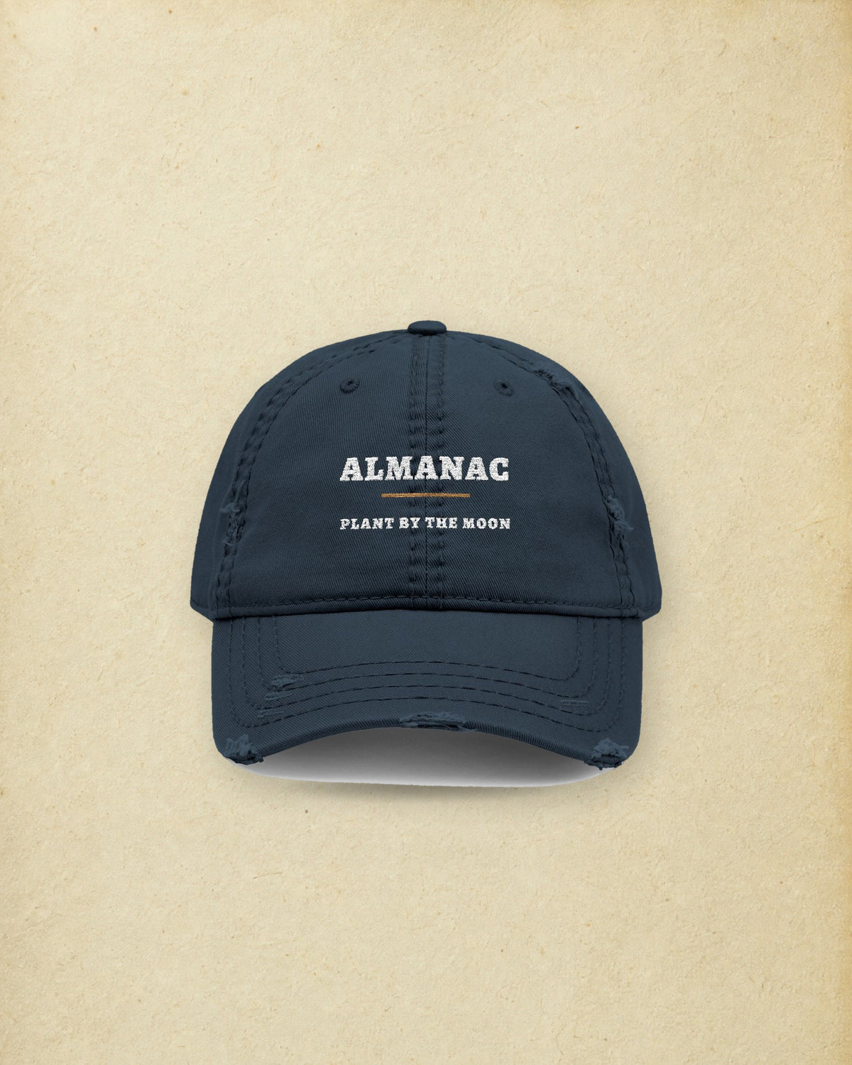 Garden Almanac Dad Hat in Dark Navy, styled