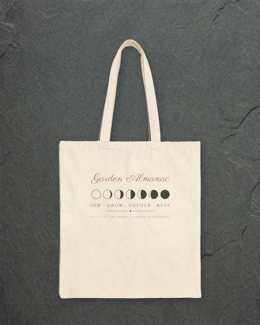 Garden Almanac Tote in Natural, styled