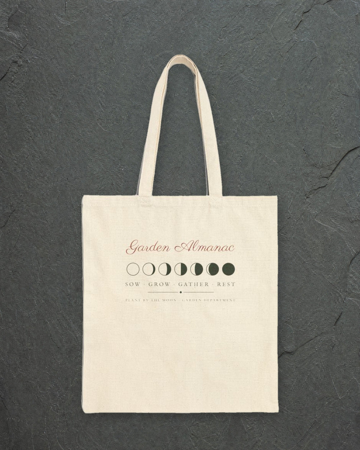 Garden Almanac Tote in Natural, styled