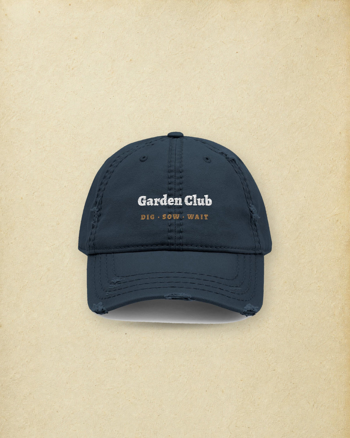 Garden Club Dad Hat in Dark Navy, styled
