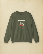 Heirloom Tomato Crewneck in Military Green, styled
