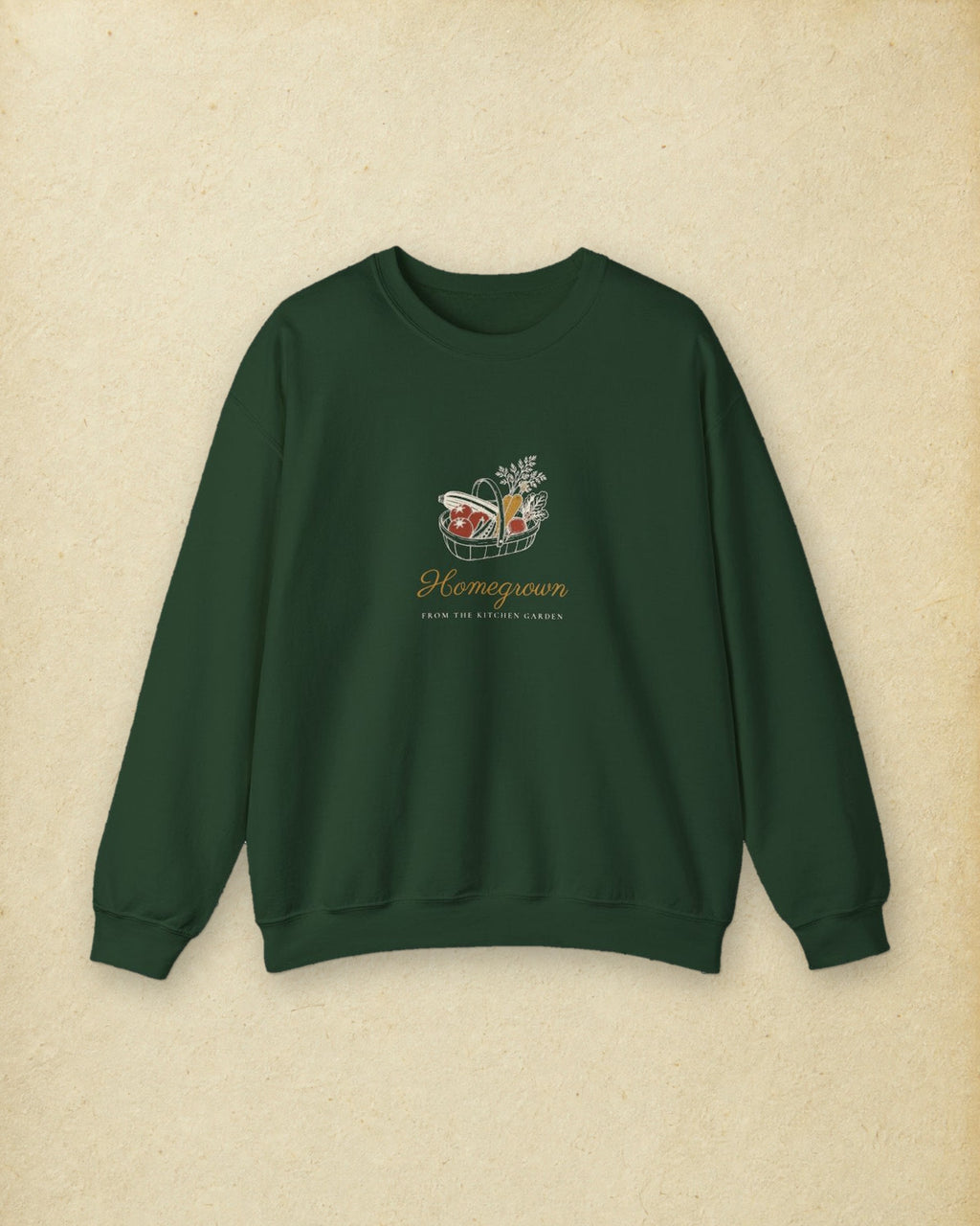 Homegrown Crewneck in Forest Green, styled