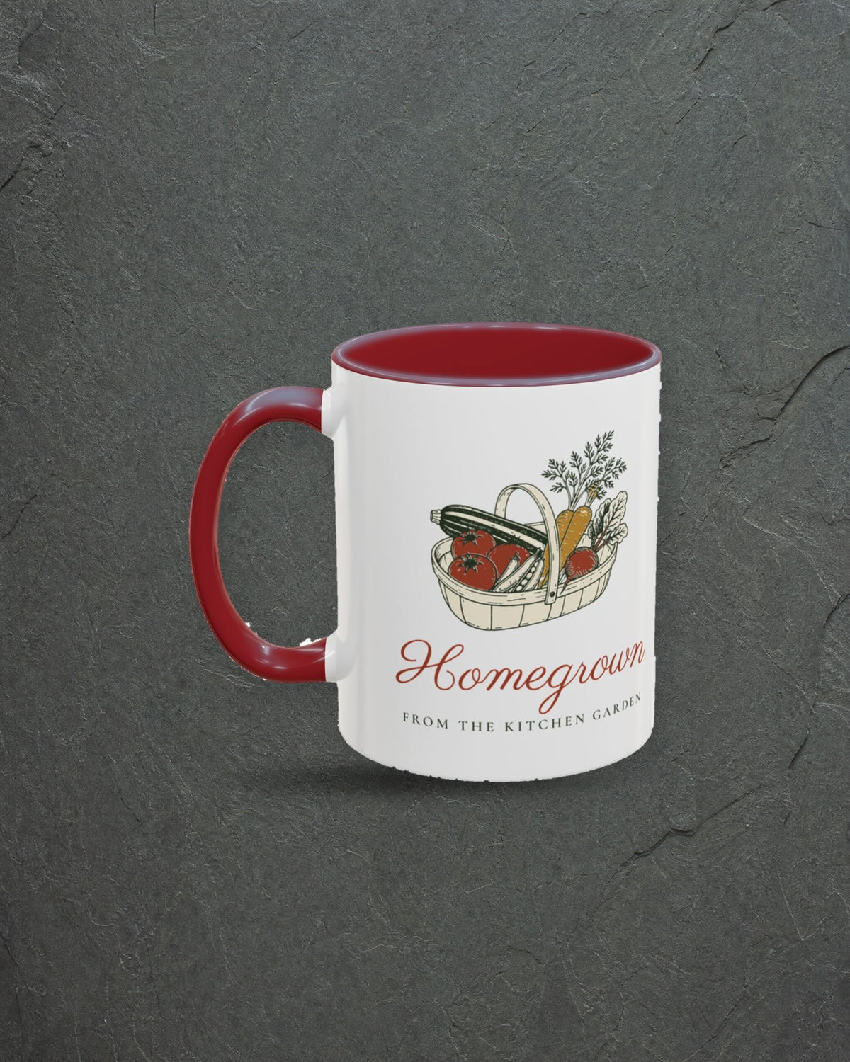 Homegrown Mug in Maroon, styled