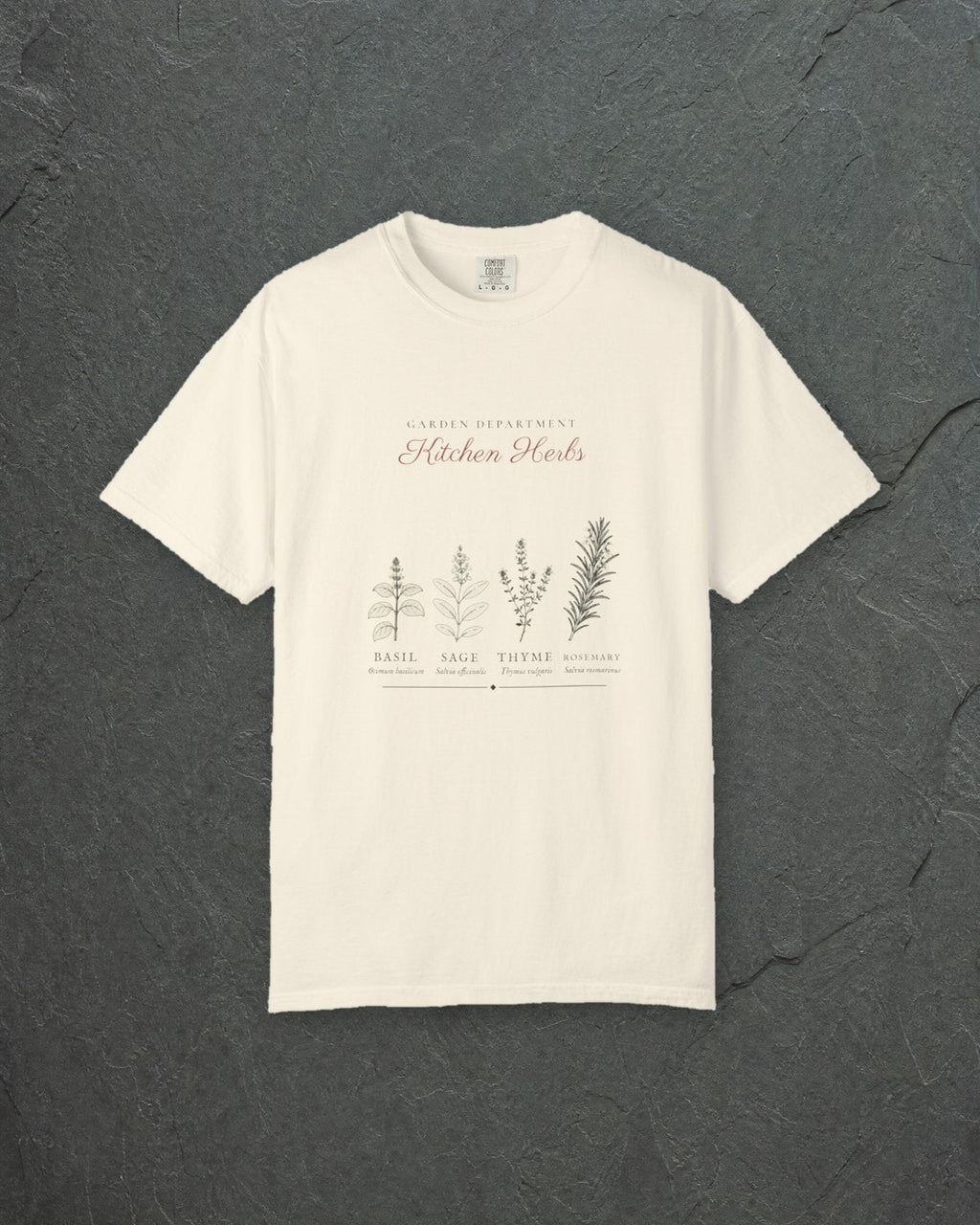 Kitchen Herbs Tee in Ivory, styled