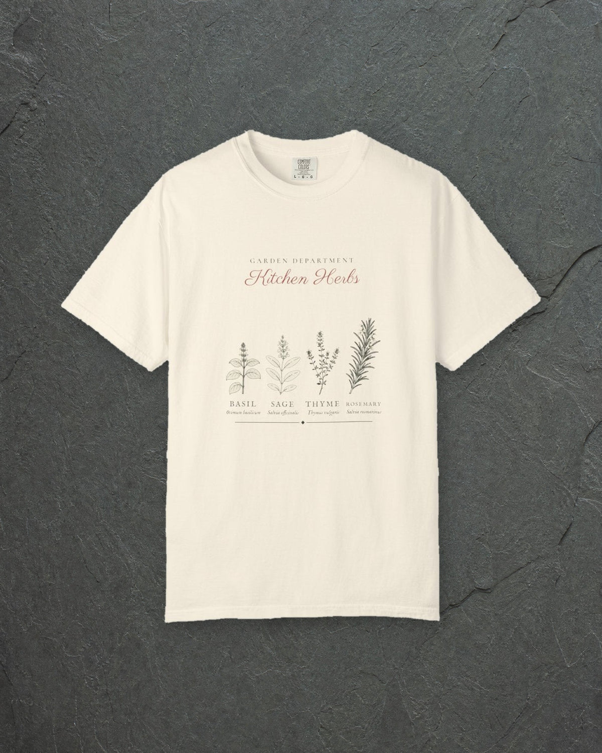 Kitchen Herbs Tee in Ivory, styled