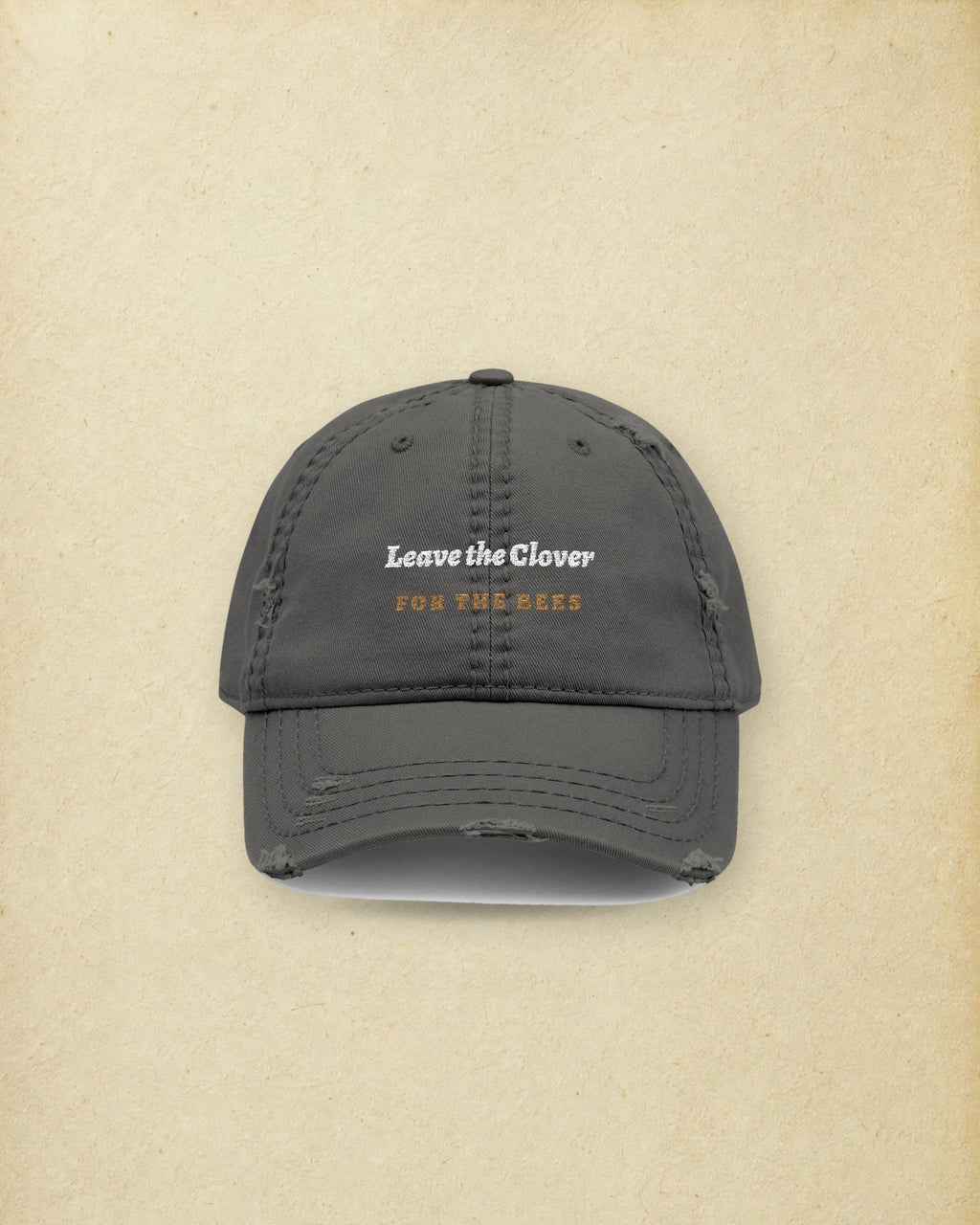 Leave the Clover Dad Hat in Charcoal Grey, styled
