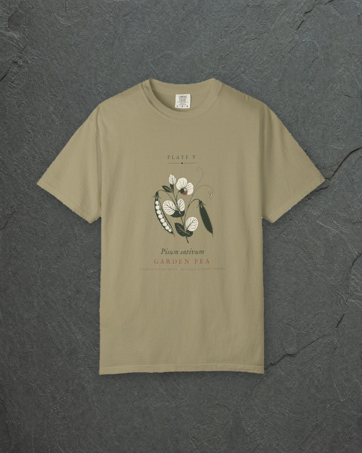 Garden Pea Plate Tee in Khaki, styled