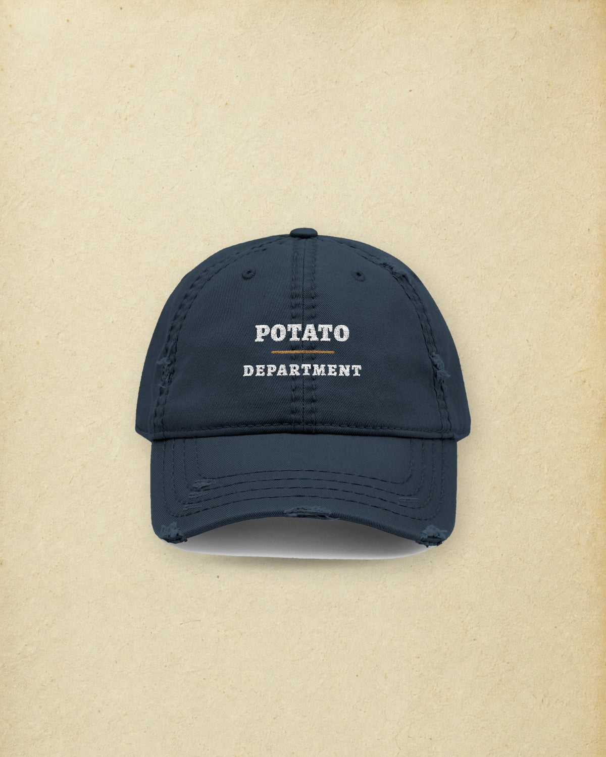 Potato Department Dad Hat in Dark Navy, styled