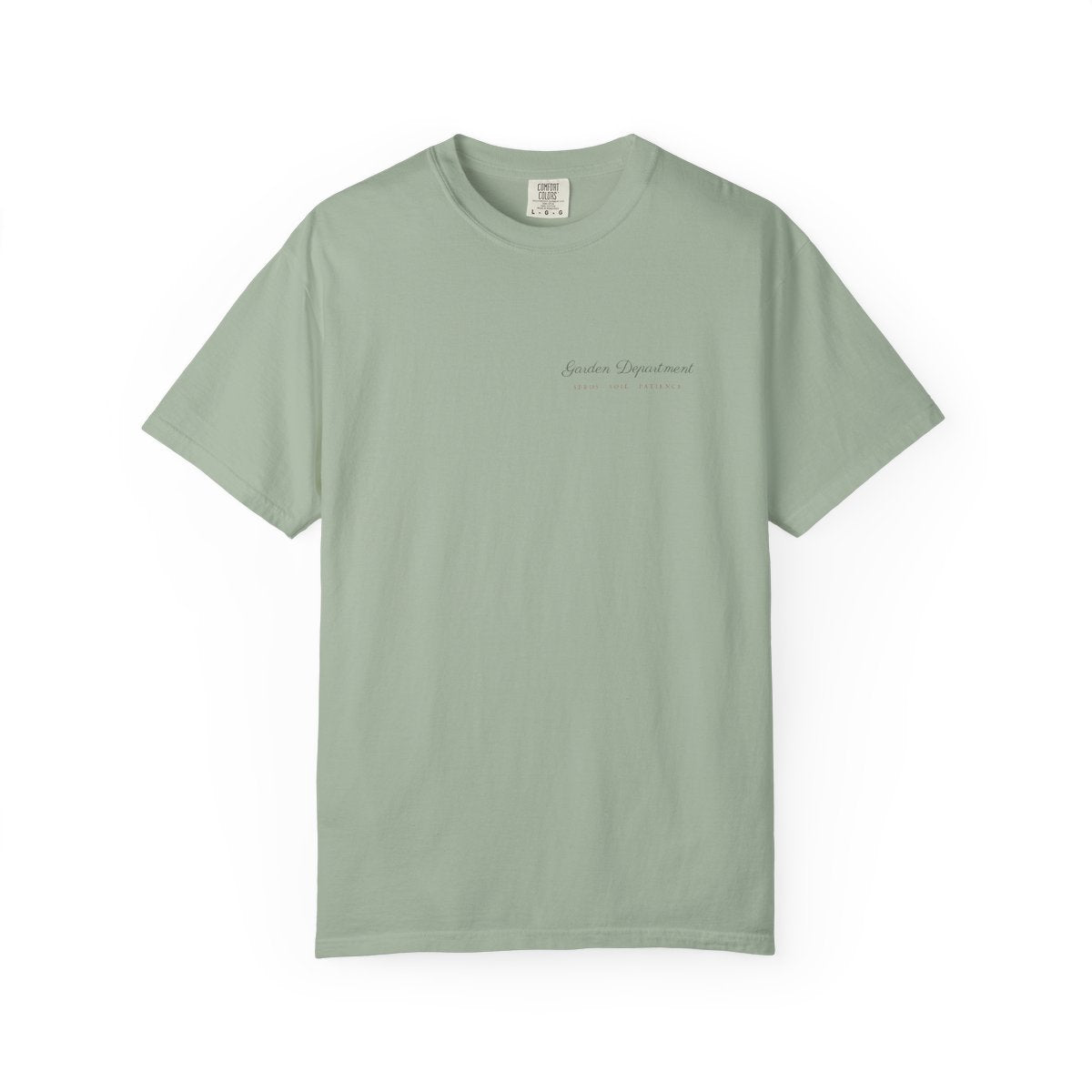 Garden Department Script Tee in Bay, front view