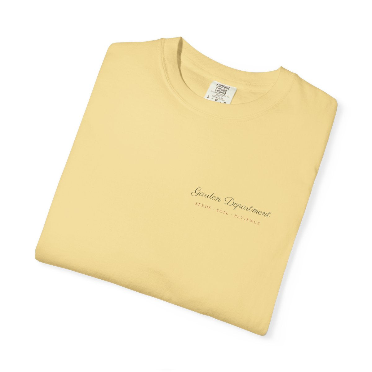 Garden Department Script Tee in Butter, folded