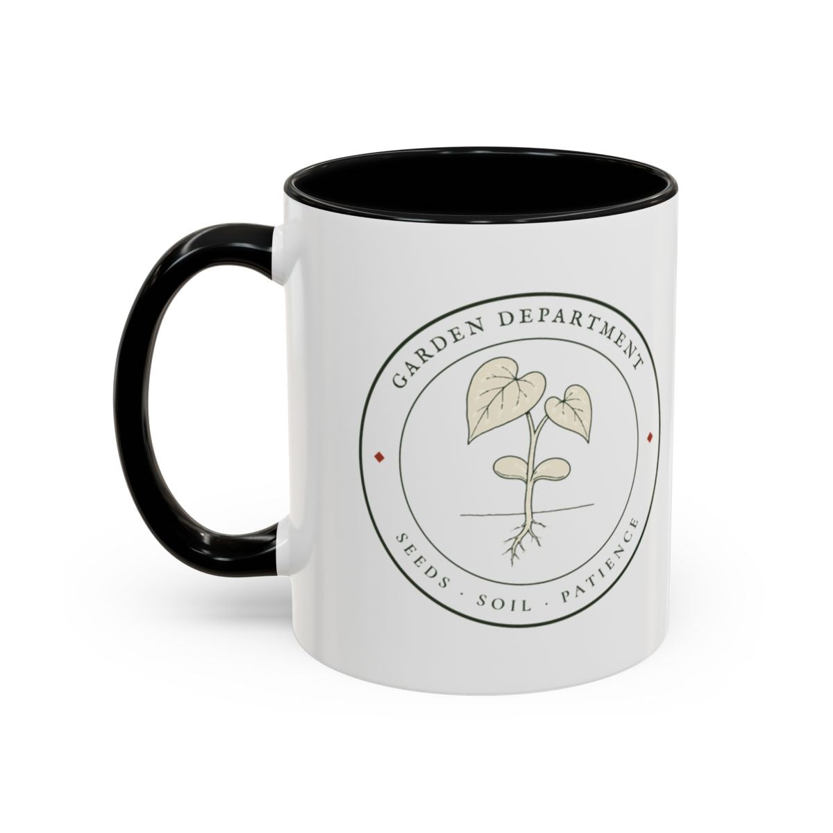 Garden Department Seal Mug in Black, left side