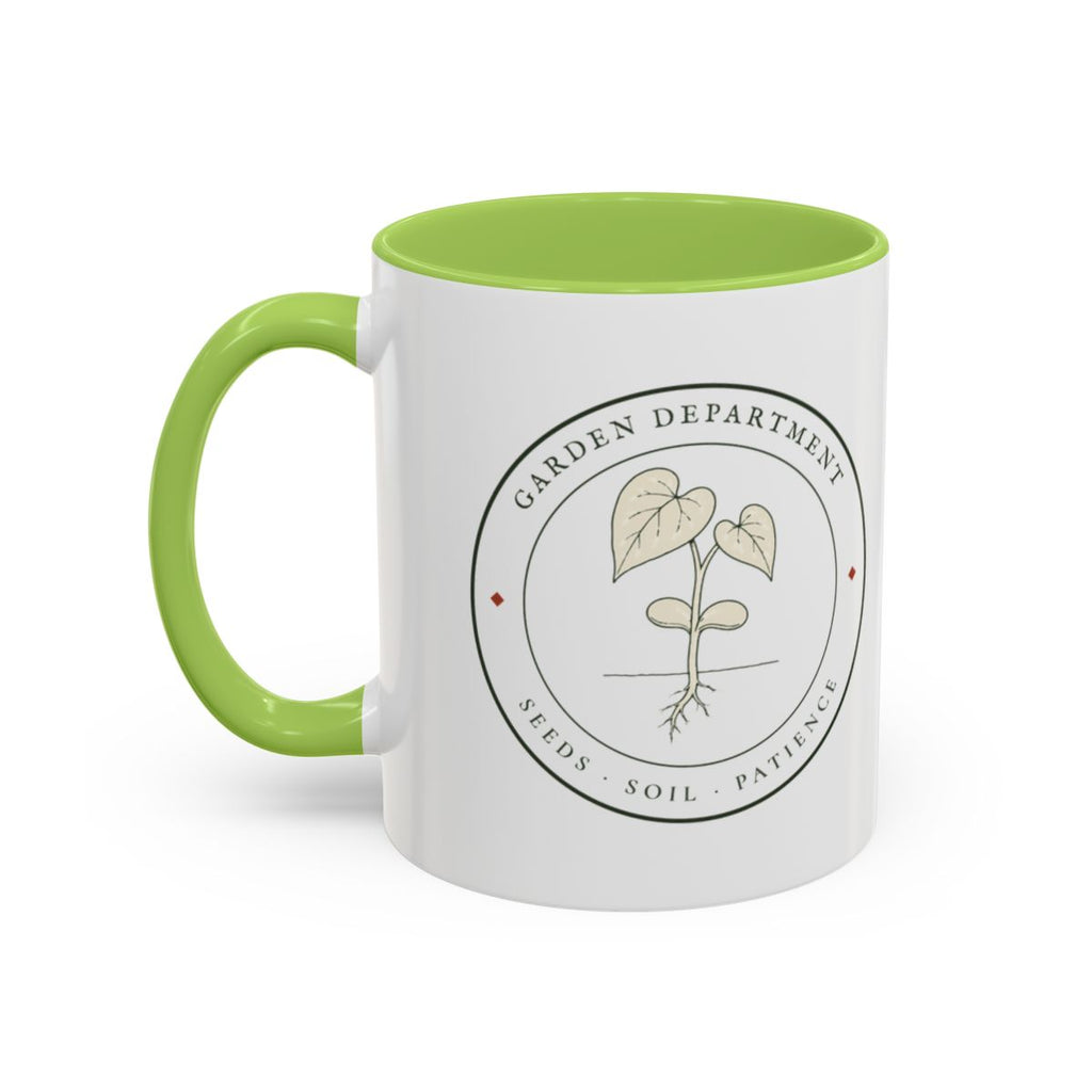 Garden Department Seal Mug in Light Green, left side