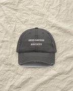 Seed Savers Dad Hat in Charcoal Grey, styled