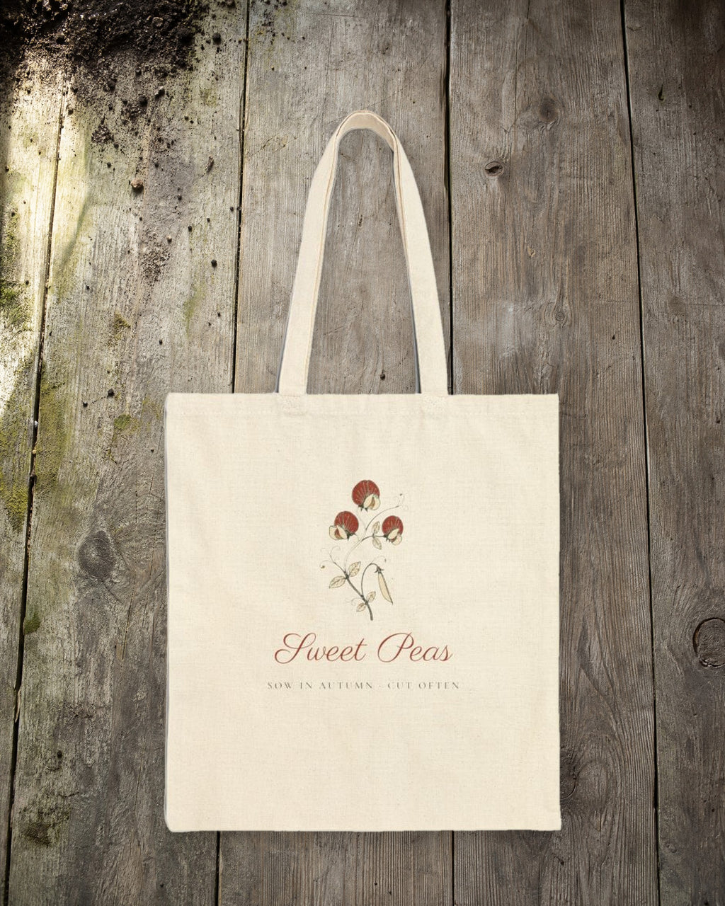 Sweet Peas Tote in Natural, styled