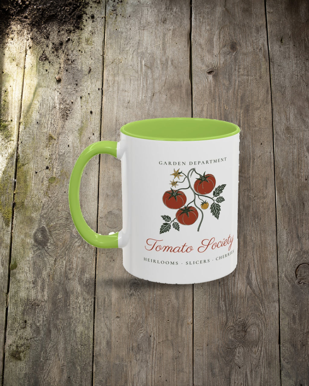 Tomato Society Mug in Light Green, styled