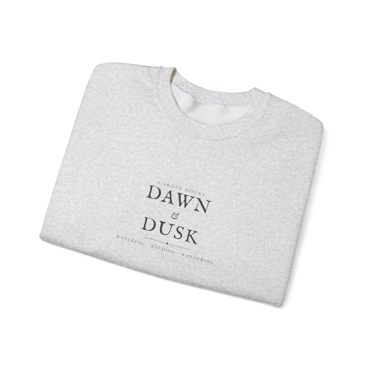 Garden Hours Crewneck in Ash, folded