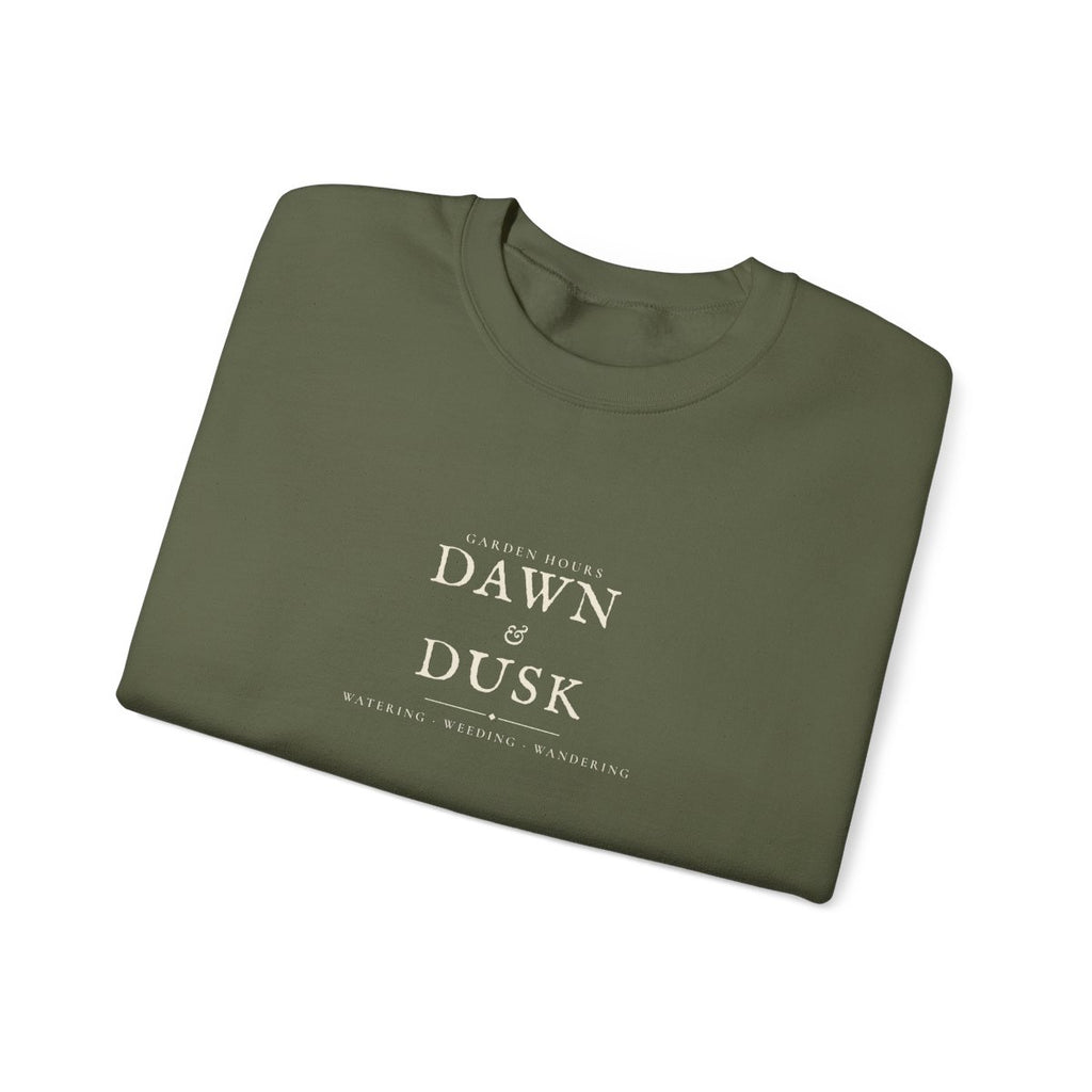 Garden Hours Crewneck in Military Green, folded