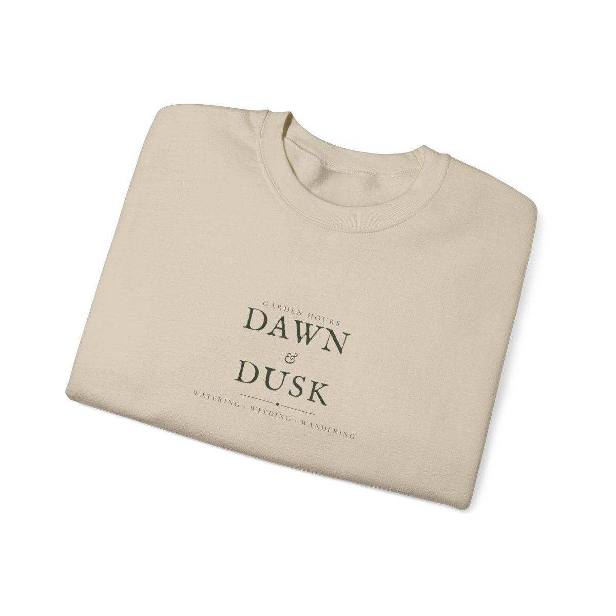 Garden Hours Crewneck in Sand, folded