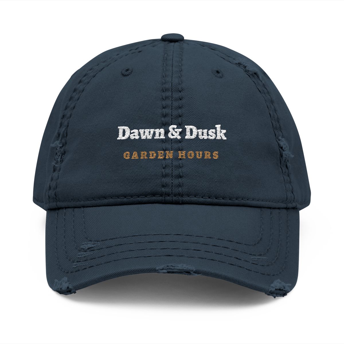Garden Hours Dad Hat in Dark Navy, front view