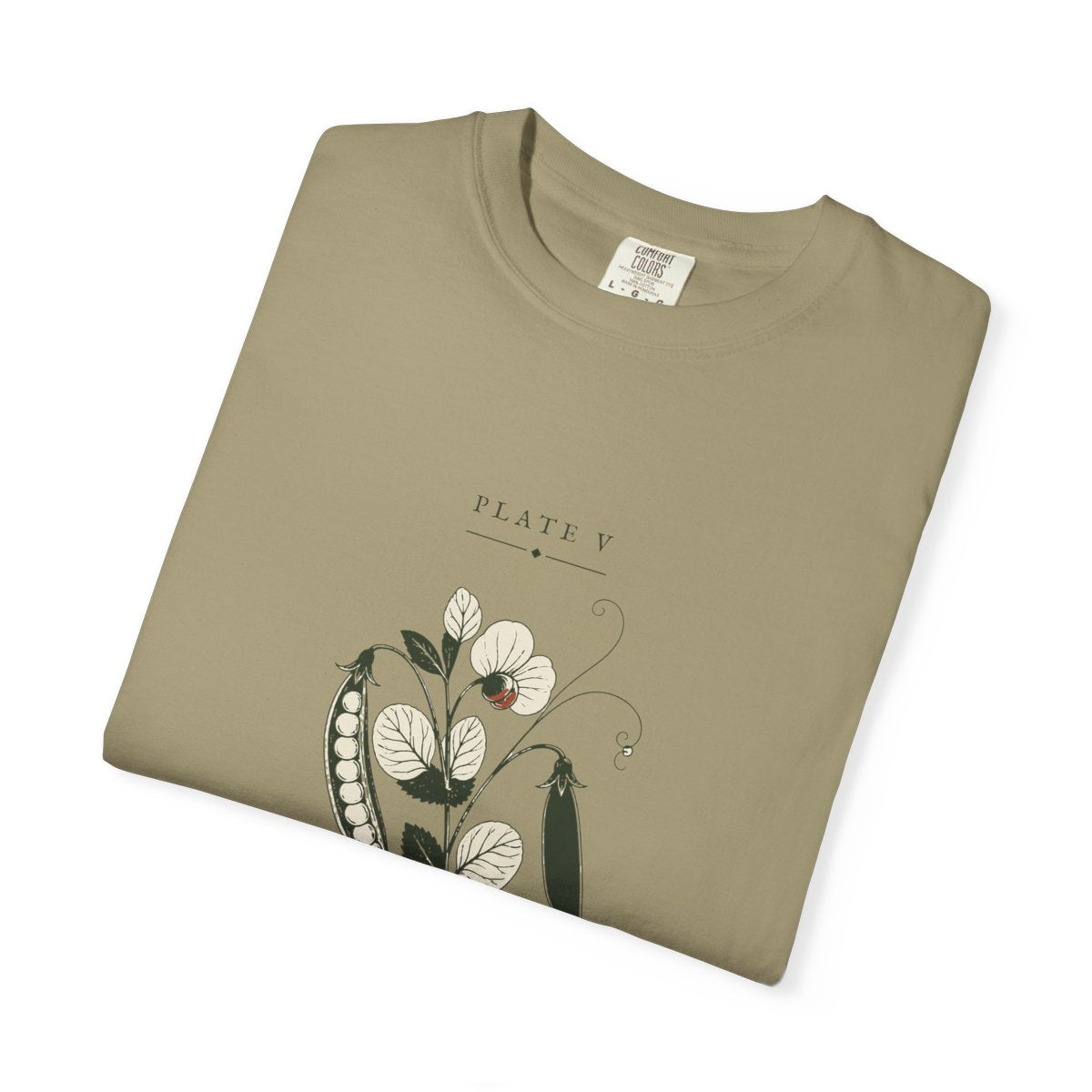 Garden Pea Plate Tee in Khaki, folded