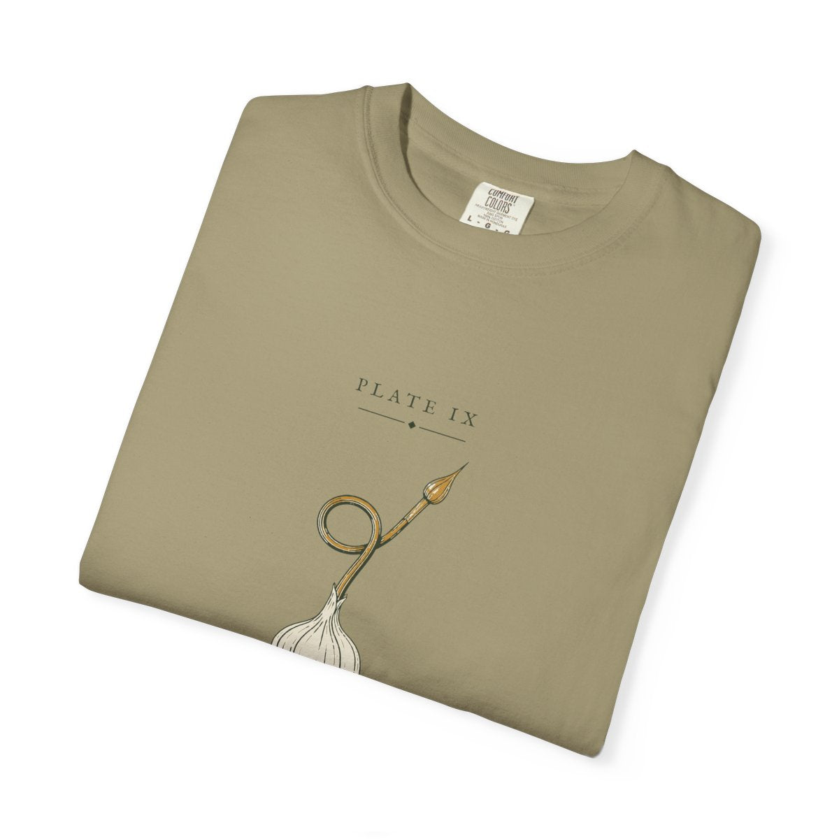 Garlic Plate Tee in Khaki, folded