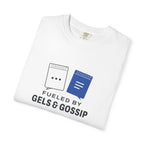 Gels & Gossip Tee in White, folded