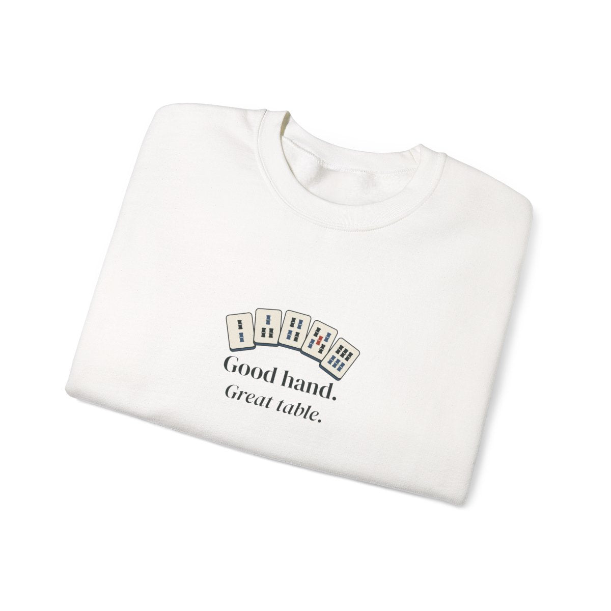 Good Hand, Great Table Crewneck in White, folded