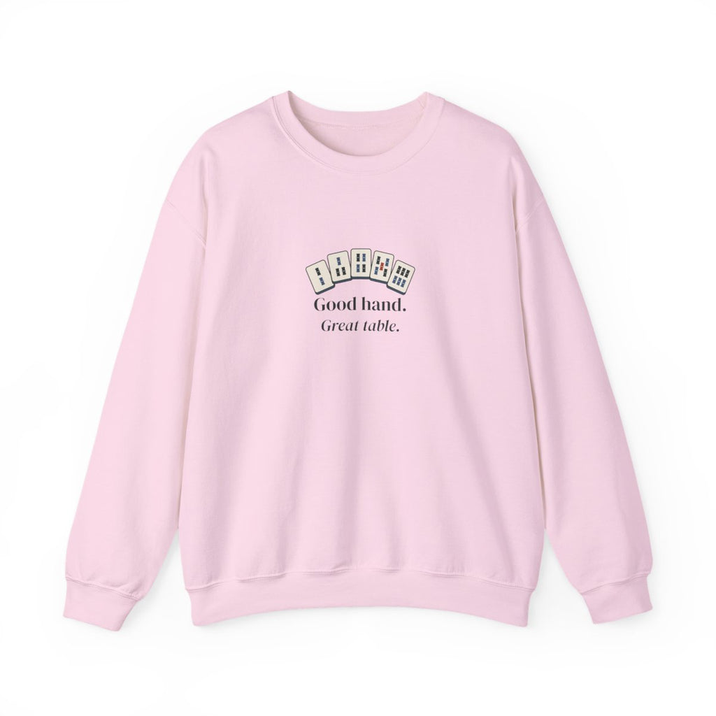 Good Hand, Great Table Crewneck in Light Pink, front view