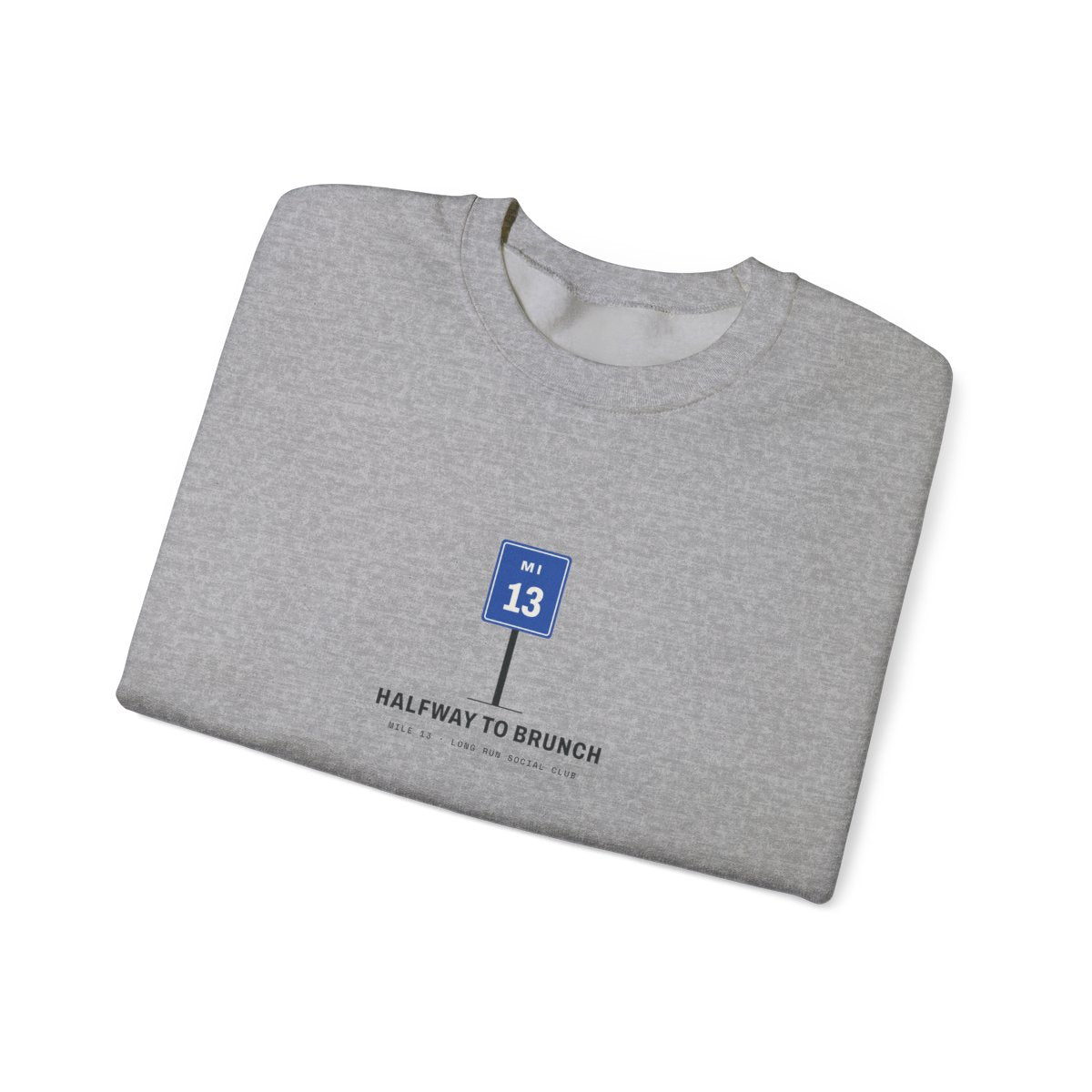 Halfway to Brunch Crewneck in Sport Grey, folded