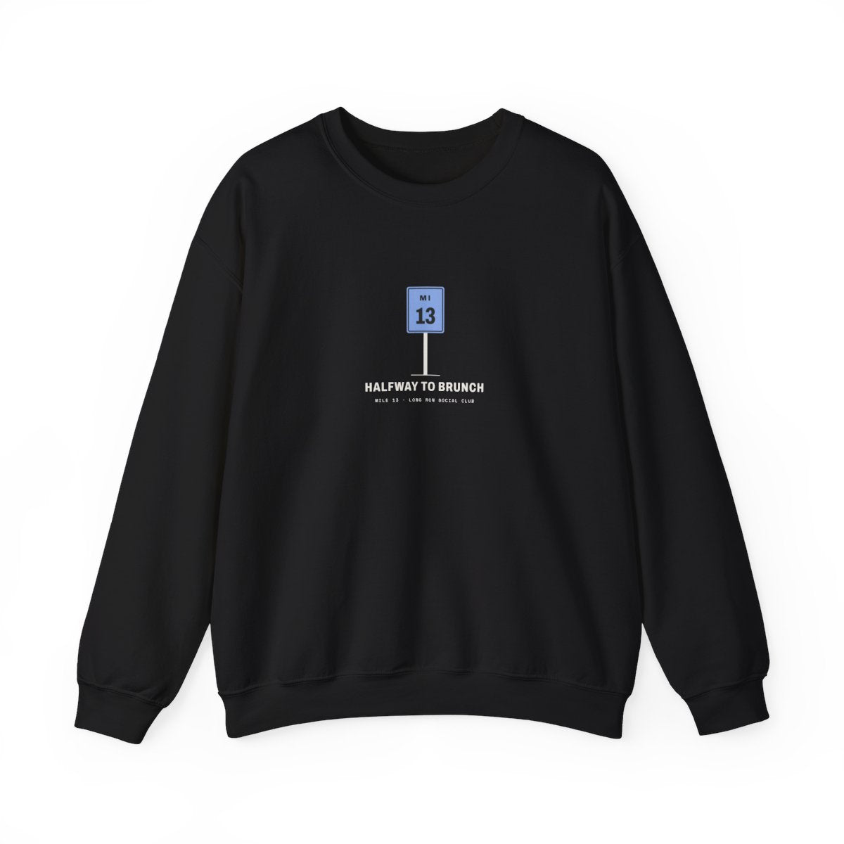 Halfway to Brunch Crewneck in Black, front view