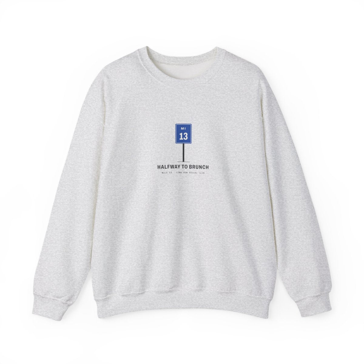 Halfway to Brunch Crewneck in Ash, front view