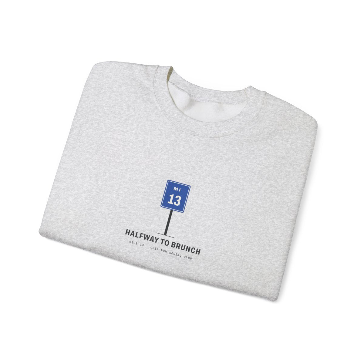Halfway to Brunch Crewneck in Ash, folded