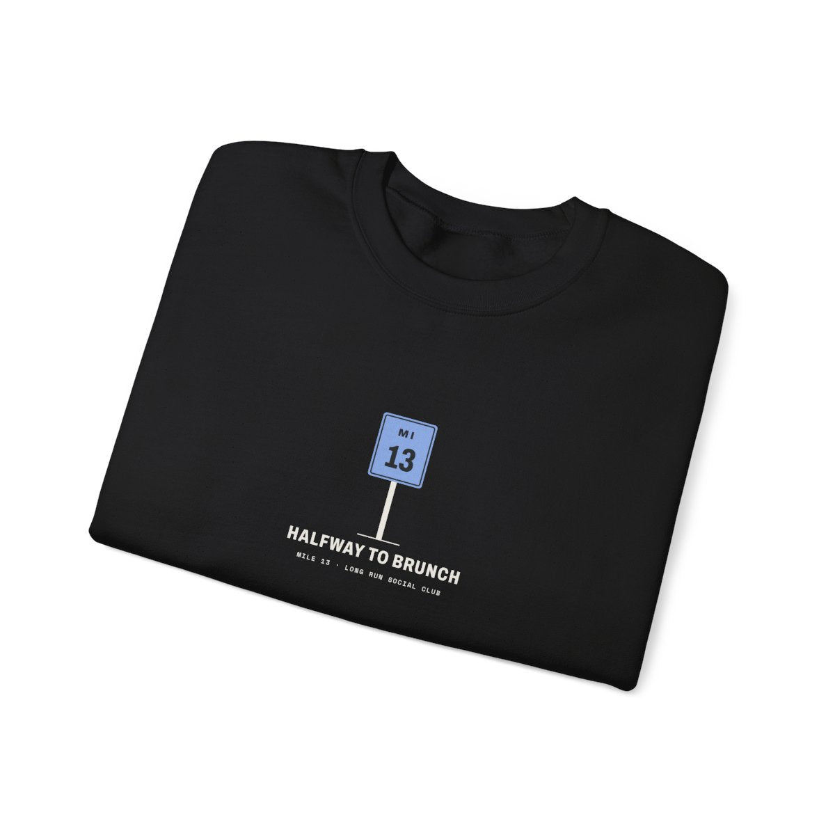 Halfway to Brunch Crewneck in Black, folded