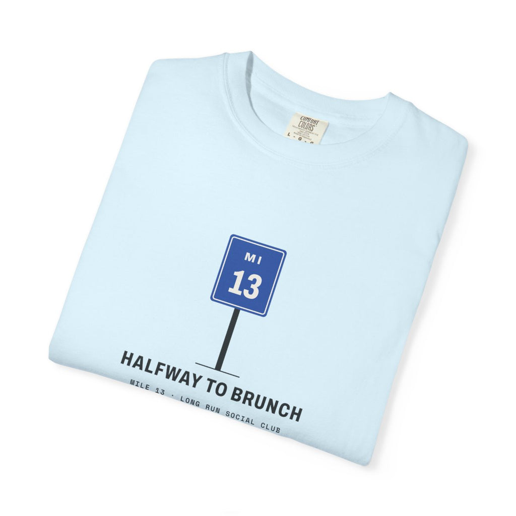 Halfway to Brunch Tee in Chambray, folded