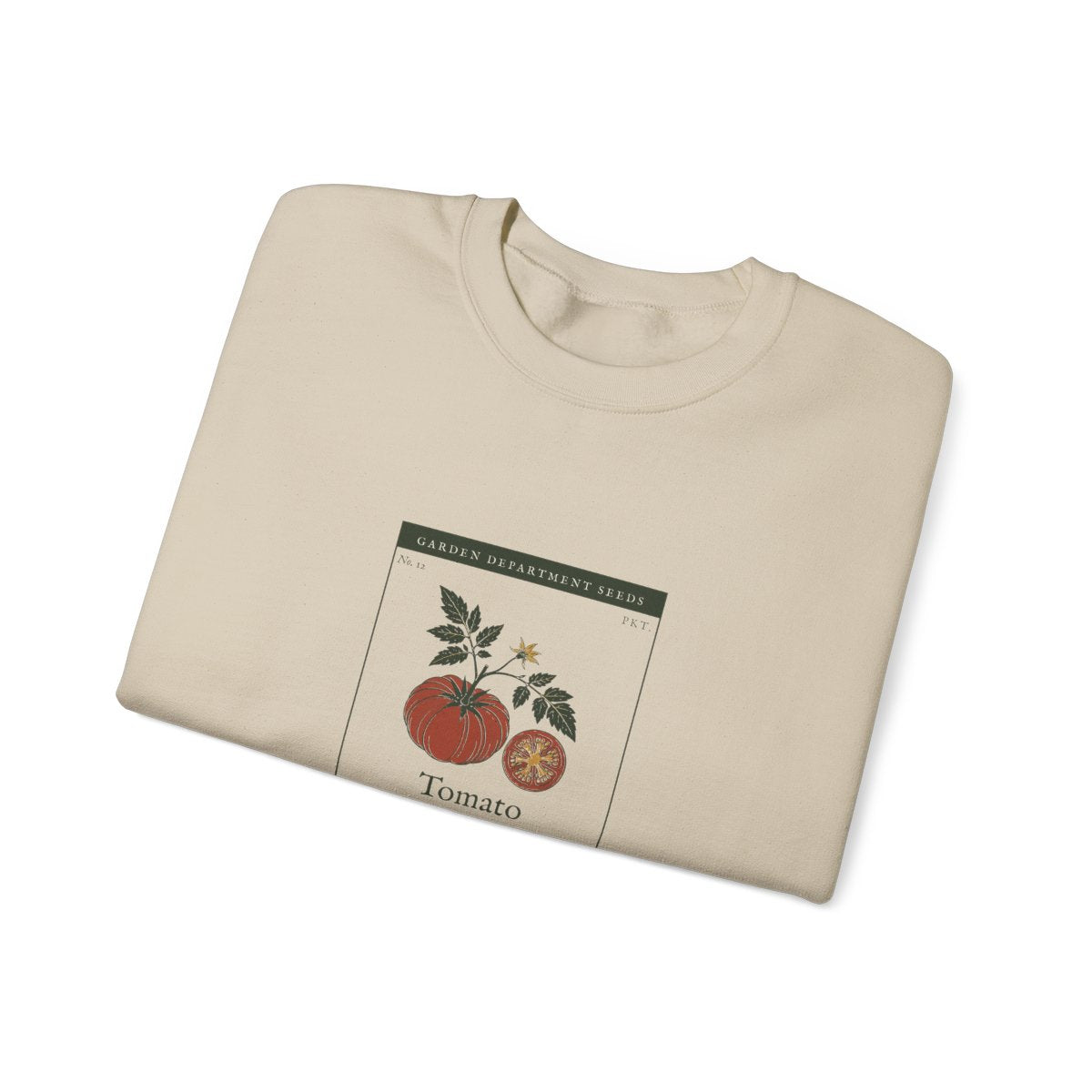 Heirloom Tomato Crewneck in Sand, folded