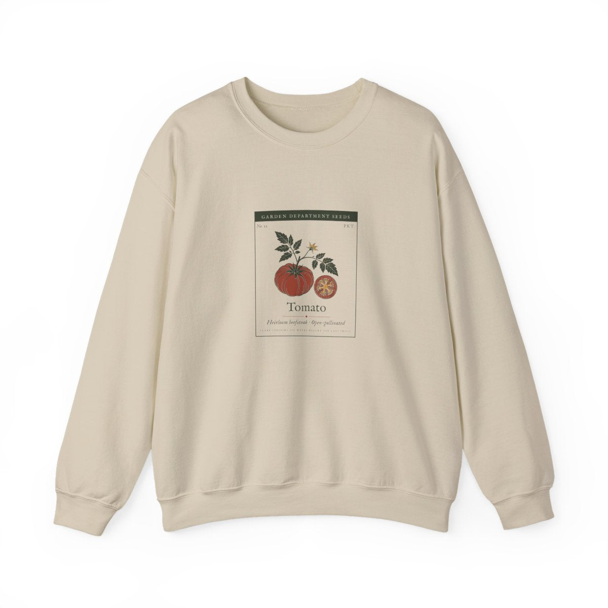 Heirloom Tomato Crewneck in Sand, front view