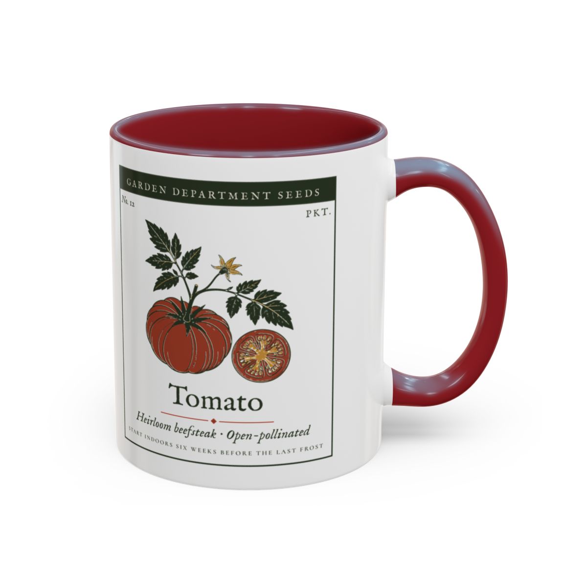 Heirloom Tomato Mug in Maroon, right side