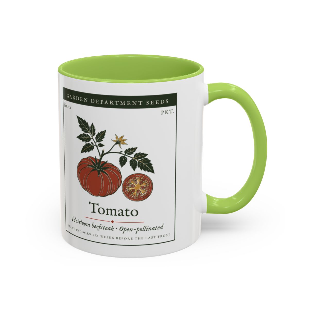 Heirloom Tomato Mug in Light Green, right side