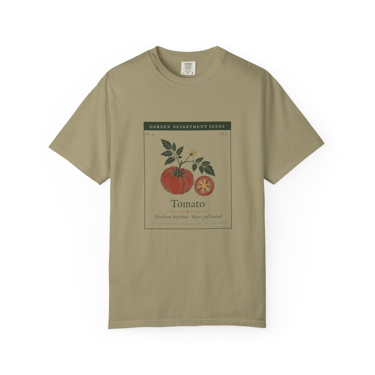 Heirloom Tomato Tee in Khaki, front view