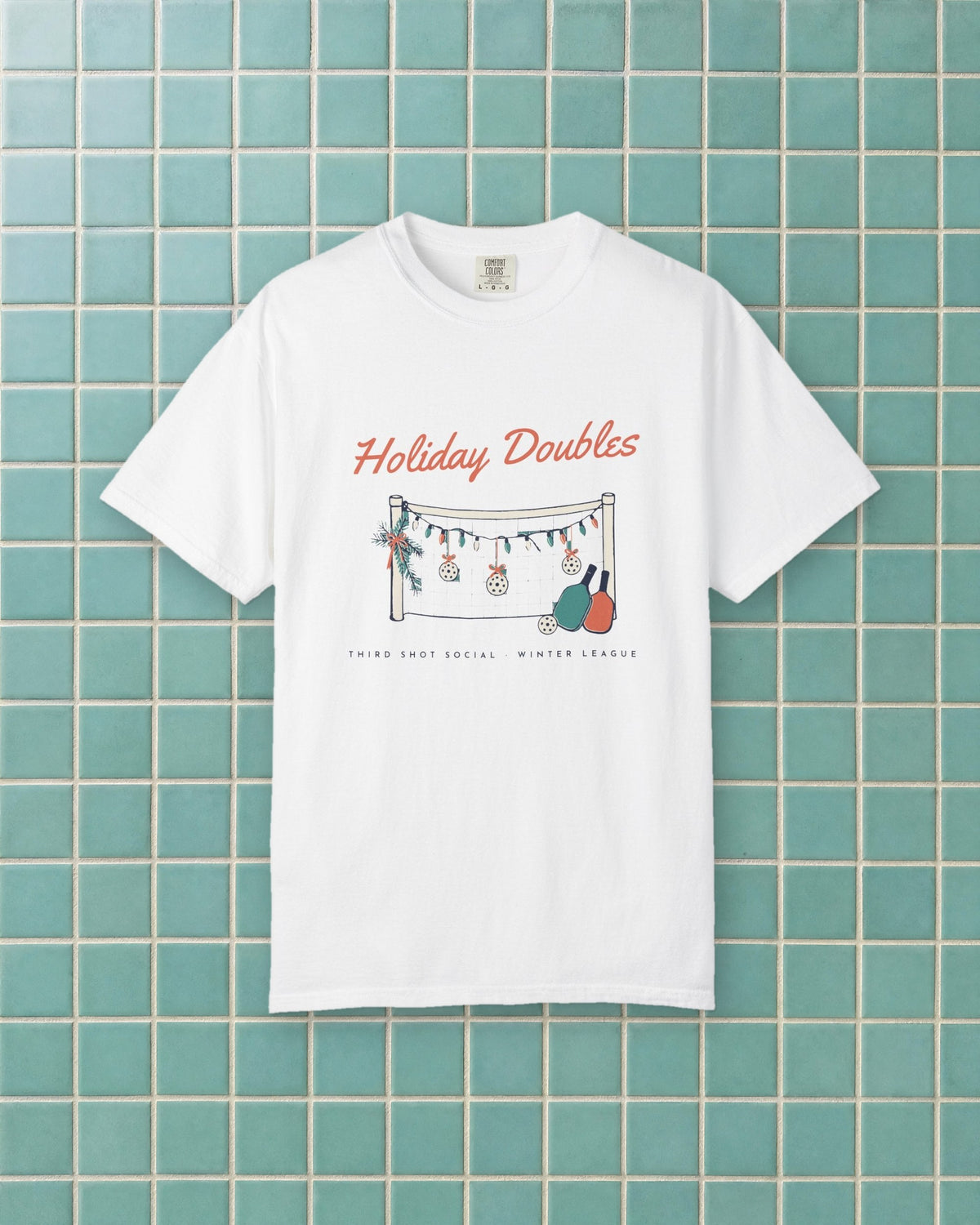 Holiday Doubles Tee in White, styled